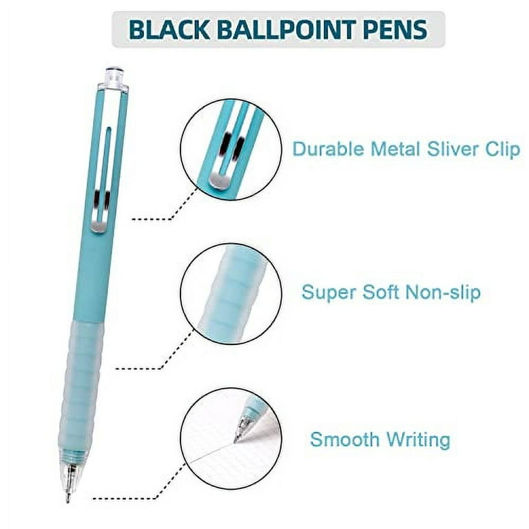 Linbsunne Black Ballpoint Pens Medium Point 1mm Work Pen with Super Soft  Grip Ball Point Pen for Men Women Retractable Office Pens (12-count+ 4  refills) 