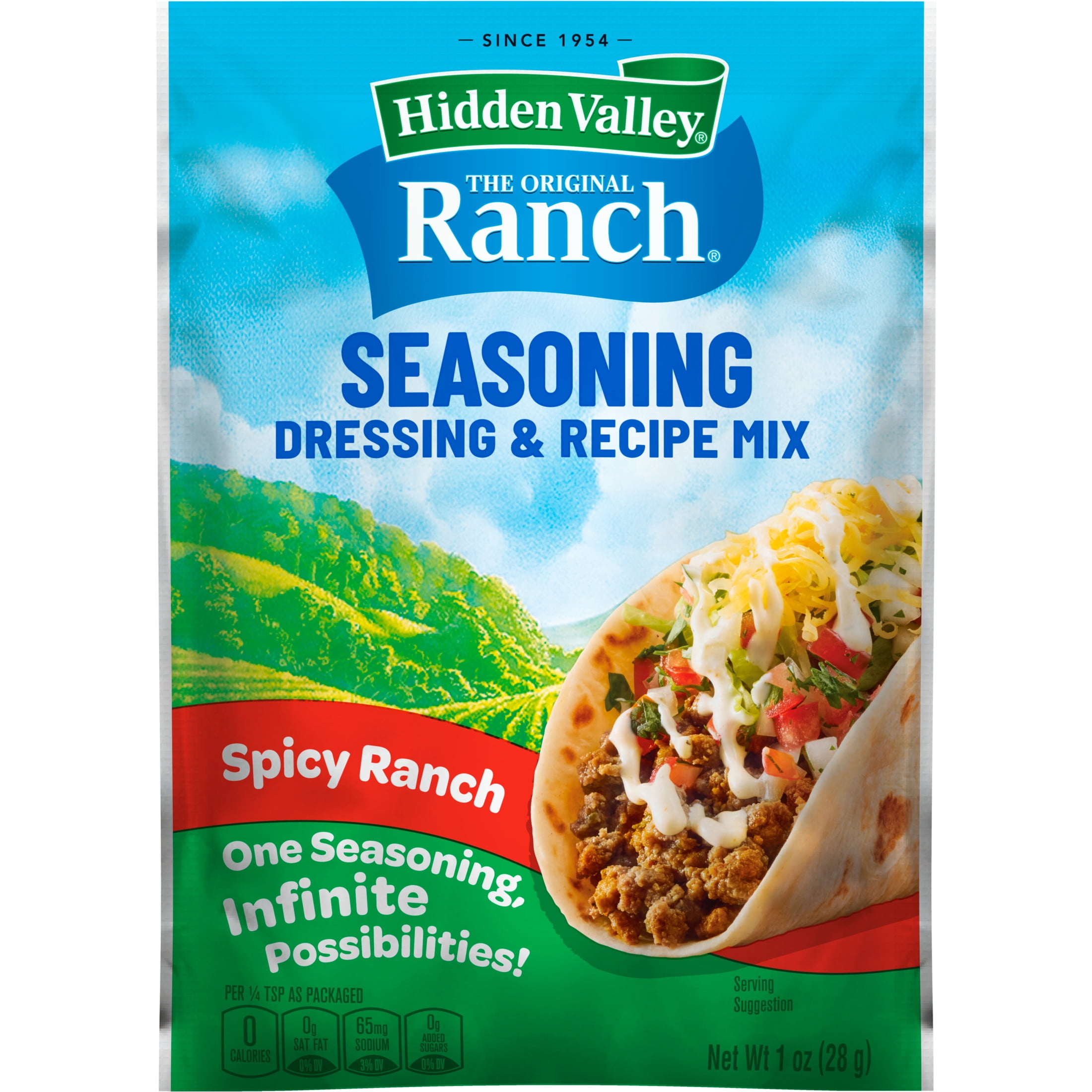 what are the seasonings in ranch dressing Hidden Valley Spicy Ranch Salad Dressing & Seasoning Mix, Zesty Herb Spice  Packet, Gluten Free, 1 oz