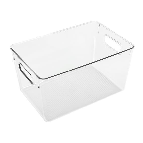 Toolven Storage Container Set of 8, Clear Plastic, BPA-Free, Stackable, Easy-to-Carry Arc Handles, for Books, Documents, Cosmetics, and More