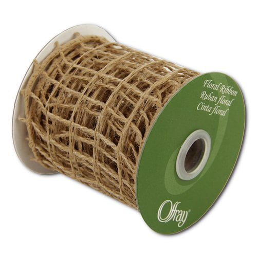 Offray 1.5 inch Burlap Ribbon-Natural, Brown