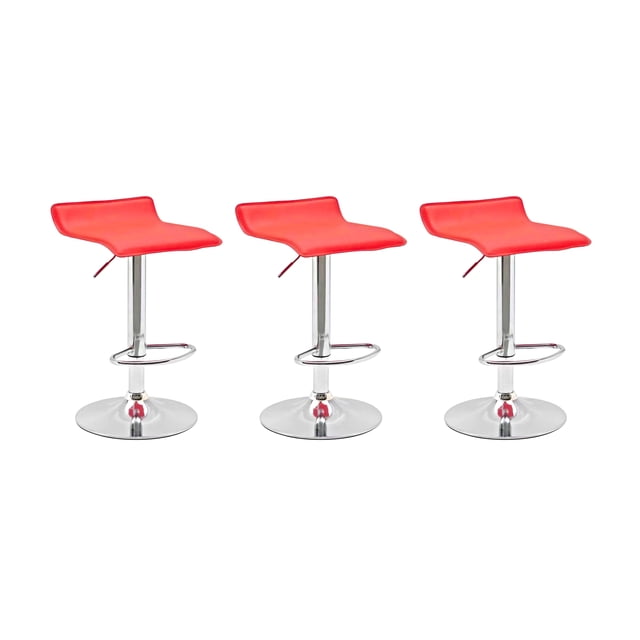Set de 3 Bancos Altos Giratorios EKE LIFE HOME Barra Desayunador Color Rojo