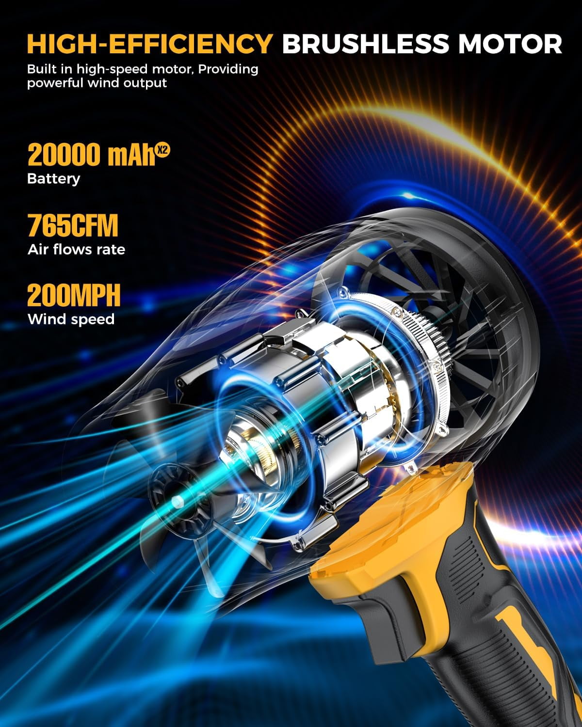 Cuopluber Leaf Blower Cordless with Battery, 300,000 RPM, Extended Nozzle, Lightweight Handheld Design, Blower for Patio Cleaning, Car Blowing Water, Lawn Care, Blowing Leaves