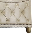 thumbnail image 4 of Benjara Lino Wood Queen Bed, Opulent Tufted Velvet Upholstery, French Carved, Ivory, 4 of 5