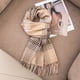 thumbnail image 1 of Zhuge Bufanda de lana para mujer, bufandas a cuadros de invierno, manta para mujer, borlas, cálidas, suaves, grandes, largas, estilo G, cuadrícula beige café, 1 of 4