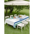thumbnail image 4 of Outdoor Tablecloth with Umbrella Hole for Patio/Picnic/Party/Camping, Tropical Palm Trees Waterproof Table Cloth Rectangle Table Cover Washable, Summer Coastal Striped Green Teal (60"x 120"), 4 of 9