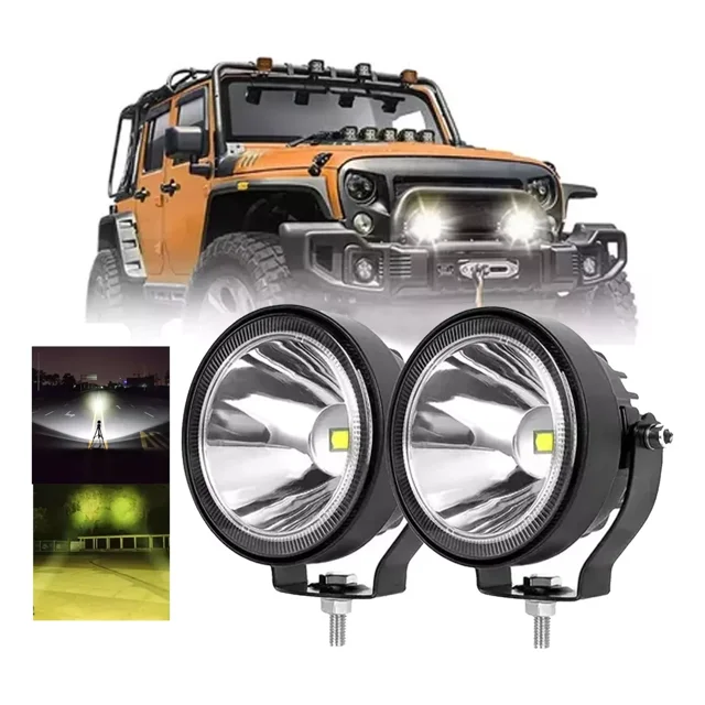 Par 4''faros Auxiliares Redondos Led Niebla Jeep Wrangler Jk