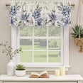 thumbnail image 2 of Purple Blue Flower Curtain Valances for Windows, Kitchen Valance Window Treatments Panel 2 Pack, Farmhouse Botanical Floral Butterfly Rod Pocket Short Curtains for Bathroom Bedroom 42 x 18 Inch, 2 of 8