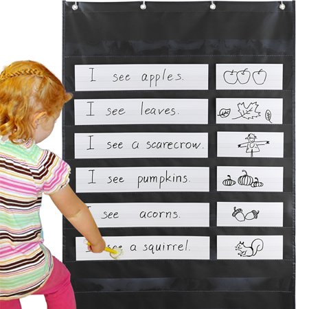 Classroom Pocket Chart with Hook Hanging Daily Schedule Pocket Chart