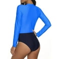 thumbnail image 6 of Women's High Rise One Piece Swimsuit Color Blocked Rashguard Long Sleeve Swimwear Upf 50+, 6 of 6