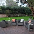 thumbnail image 2 of Eden Outdoor 4-Piece Dark Grey Wicker Patio Conversation Sets with Aluminum C-Shaped Tables, 2 of 9
