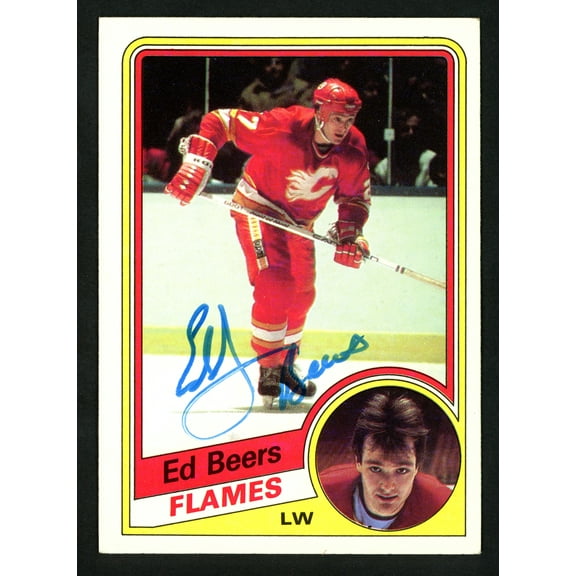 Ed Beers Autographed 1984-85 Topps Card #24 Calgary Flames SKU #152051