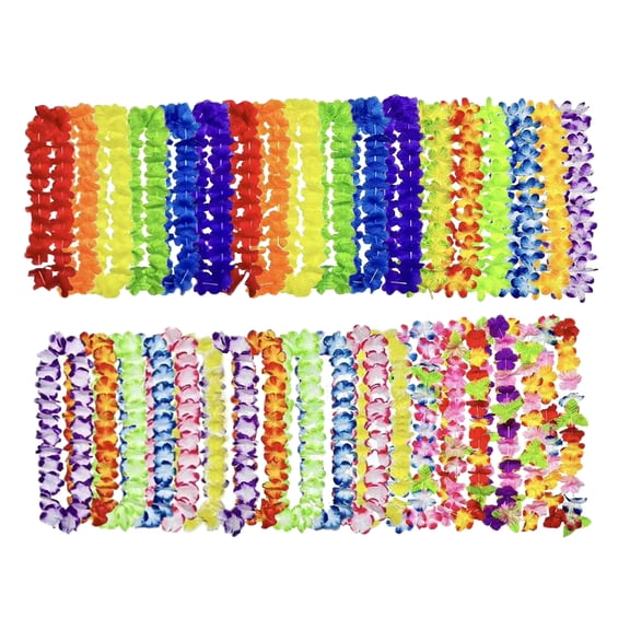 TAETOE 36pcs Hawaiian Leis Bulk Luau Party Silk Flower Necklace Colorful Tropical Hawaiian Bulk Hula Dance Party Decor Flower Leis Summer Beach Pool Party Decorations Favors Supplies