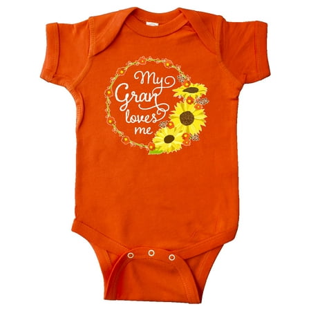 

Inktastic My Gran Loves Me with Sunflower Wreath Gift Baby Boy or Baby Girl Bodysuit