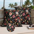 thumbnail image 3 of Watercolor Flowers Outdoor Pillow Covers 16x16 Set of 2,Waterproof Patio Throw Pillowcase Protectors,Farmhouse Floral Vintage Black Decorative Pillow Shams Cushion Covers for Seat Bed Couch Sofa, 3 of 8