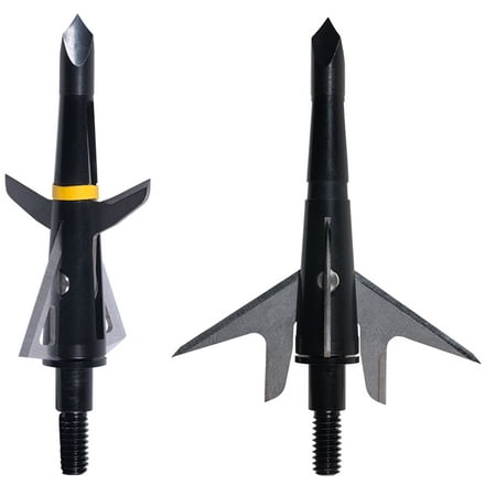 (Pack of 3) Hybrid Compound Bow #257 Broadheads by Swhacker, 4-Blade 100 Grain 1.75