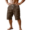 thumbnail image 7 of Eltusu Men's Cotton Shorts, Knee Length Solid Color Casual Drawstring Summer Shorts Brown Size L, 7 of 7