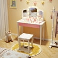 thumbnail image 4 of Gymax Kids Vanity Table Set 2-in-1 Princess Makeup Dressing Desk w/Mirror Stool Drawer White, 4 of 10