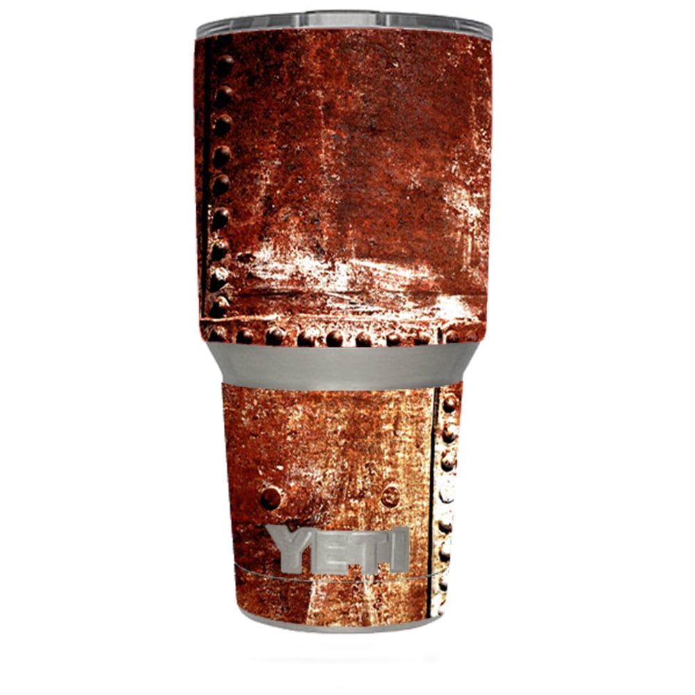Skin Decal For Yeti 30 Oz Rambler Tumbler / Rusted Metal Panels Rivets