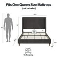 thumbnail image 4 of GDF Studio Bohdi Queen Indoor Upholstered Metal Tall Headboard Bed with Wingback,  Dark Gray, 4 of 11