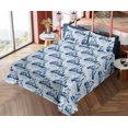 thumbnail image 4 of Ambesonne Marine Art Fitted & Flat Sheet with Shams 4 Pcs Set, Vintage Sailing Boat, King, Pale Blue Indigo, 4 of 5