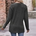 thumbnail image 6 of Black and Friday Deals 2023 Cotonie Women's V-Neck Solid Color Long Sleeve Tops Button T-shirt Casual Summer Autumn Blouse Basic Tops,Dark Gray,M, 6 of 6