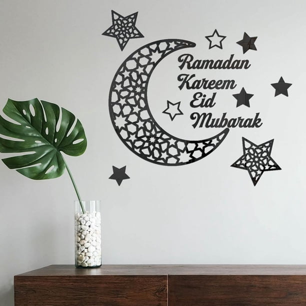 Calcomanías de pared de Ramadán, espejo acrílico de media luna de Ramadán, pegatina de media luna de Ramadán D, calcomanía de pared autoadhesiva, claridad notable