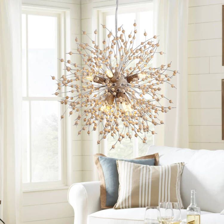 Garwarm Firework Chandeliers Lamp, Modern Sputnik Chandelier Pendant Lighting, 8-Lights Dandelion Ceiling Hanging Light Fixture for Living Room Dining Room Bedroom Kitchen Foyer(G9 Bulb Base)