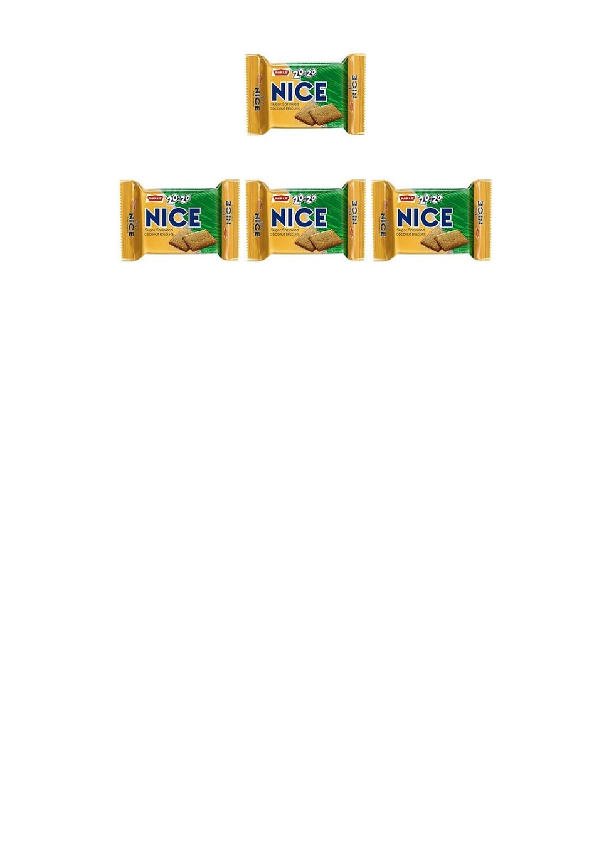 Pack Of 4 - Parle 20-20 Nice Coconut Cookies - 75 Gm (2.64 Oz)