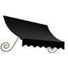 Awntech 5.38 Ft Charleston Sloped Fixed Awning with Scrolled Iron Arms (64.5in x 24in x 24in), Black