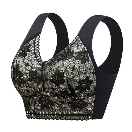 Blphud Womens Bras Sports Bras Packs Women s Front Side Buckle Lace Edge without Steel Ring Movement Adjustment Yoga Large Bra Lingerie for Women Sports Bras for Women Black XXXL