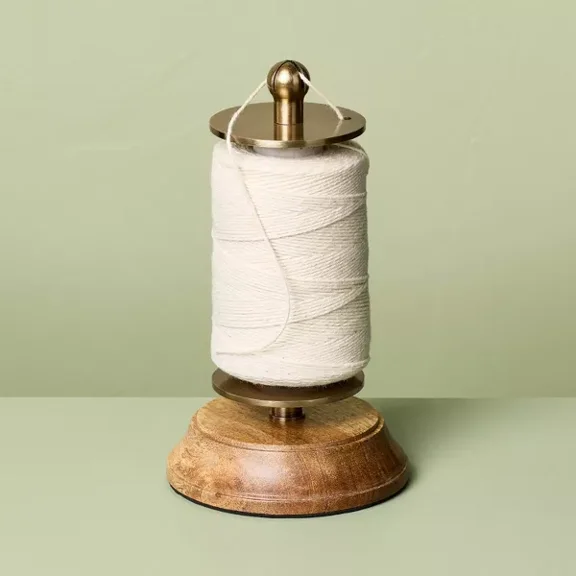 Wood and Brass Finish Twine Holder