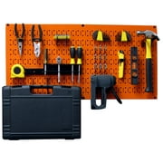 Wall Control Modular Pegboard Tool Organizer System - Wall-Mounted Metal Peg Board Tool Storage Unit for Pegboard Tiling (Orange Pegboard)