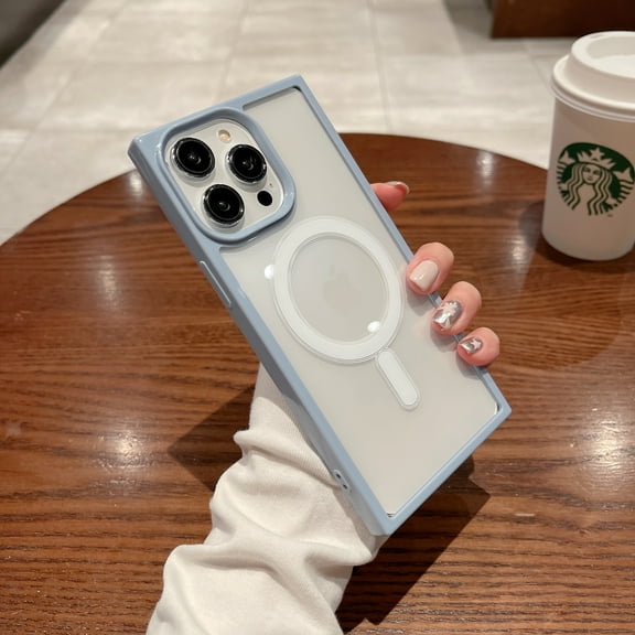 Mantto Transparent Magnetic Case for Apple iPhone 13 Pro Max,Support Magsafe Charging,Shockproof Slim Back Acrylic Clear Anti-Scratch Lightweight Phone Cover,Blue