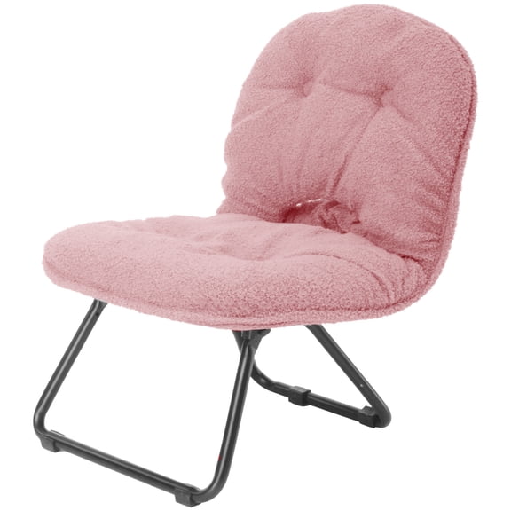 Home Accent Chair,Foldable Saucer Chair,Pink Teddy Fur,105° Backrest,Triangular Bracket,for Home&Outdoor