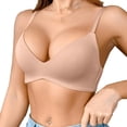 thumbnail image 5 of Women Seamless Wireless Bra One Piece Molded Thin Cup Comfort Bra Breathable Lightweight Back Hook Everyday Comfort for Summer(Beige2,85B), 5 of 5