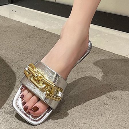 

Vedolay Sandals for Women Casual Summer Flat Sandals for Women Casual Open Toe Summer Beach Sandals Silver 6.5