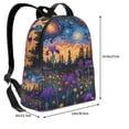 thumbnail image 4 of Zufioo Cosmic Irises At Twilight Print Fashion Large Capacity Backpack, Zippered Multi-compartment Travel Work Campus Lightweight Backpack, Unisex, 4 of 5