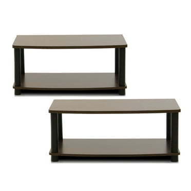 Furinno 13191DBR/BK Turn-N-Tube No Tools 2-Tier Elevated TV Stand, Dark Brown/Black - Set Of 2