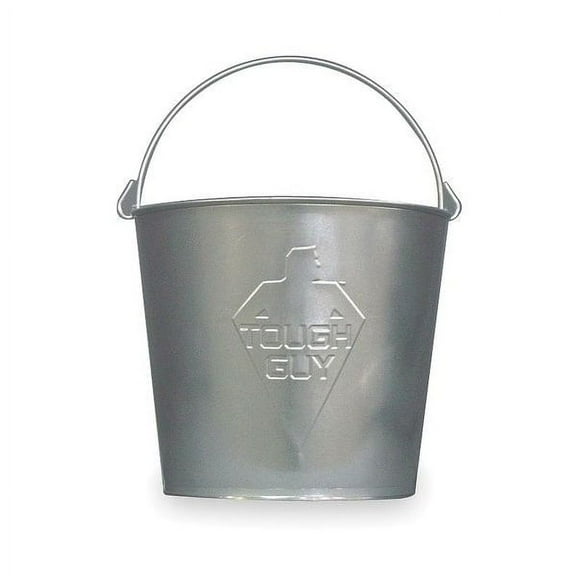 3 1/2 gal Round Bucket, 11 in H, 11 13/64 in Dia, Silver, Galvanized Steel