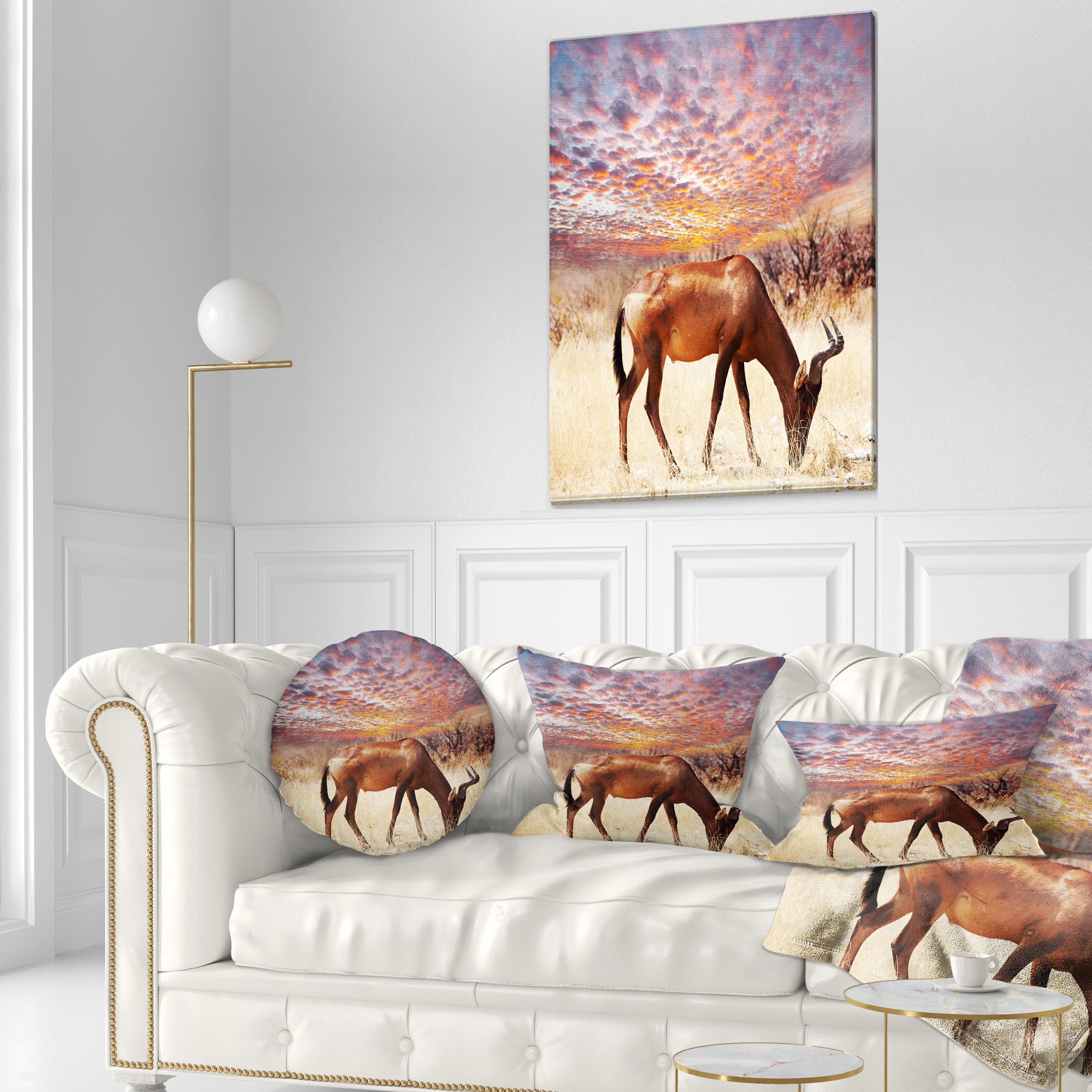 Designart 12" x 20" Brown Polyester Throw Pillow
