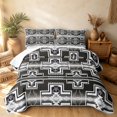 thumbnail image 2 of Erosebridal Tribal Aztec Quilt Full, Southwestern Patchwork Full Bedspread Sets, Black White 3pcs, 1 Coverlet and 2 Pillowcases, 2 of 7
