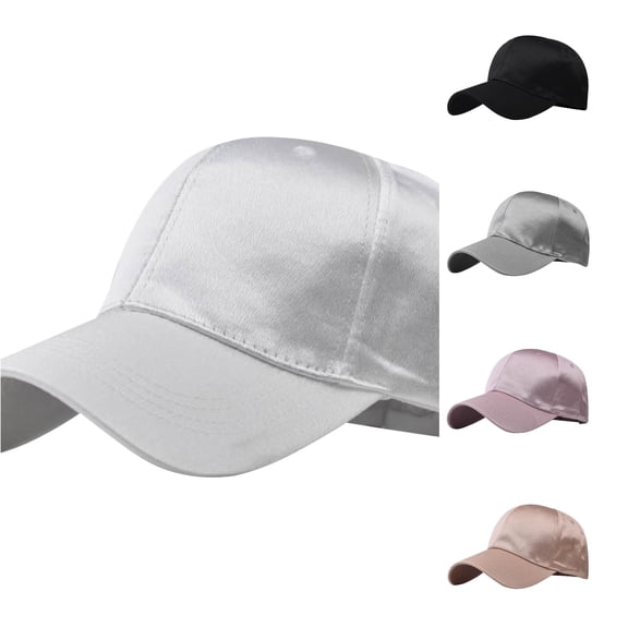 LiuXxxx Unisex Summer Satin Solid Baseball Caps Adjustable Visor Hat Lightweight Outdoor Sports Headwear for Men Women White