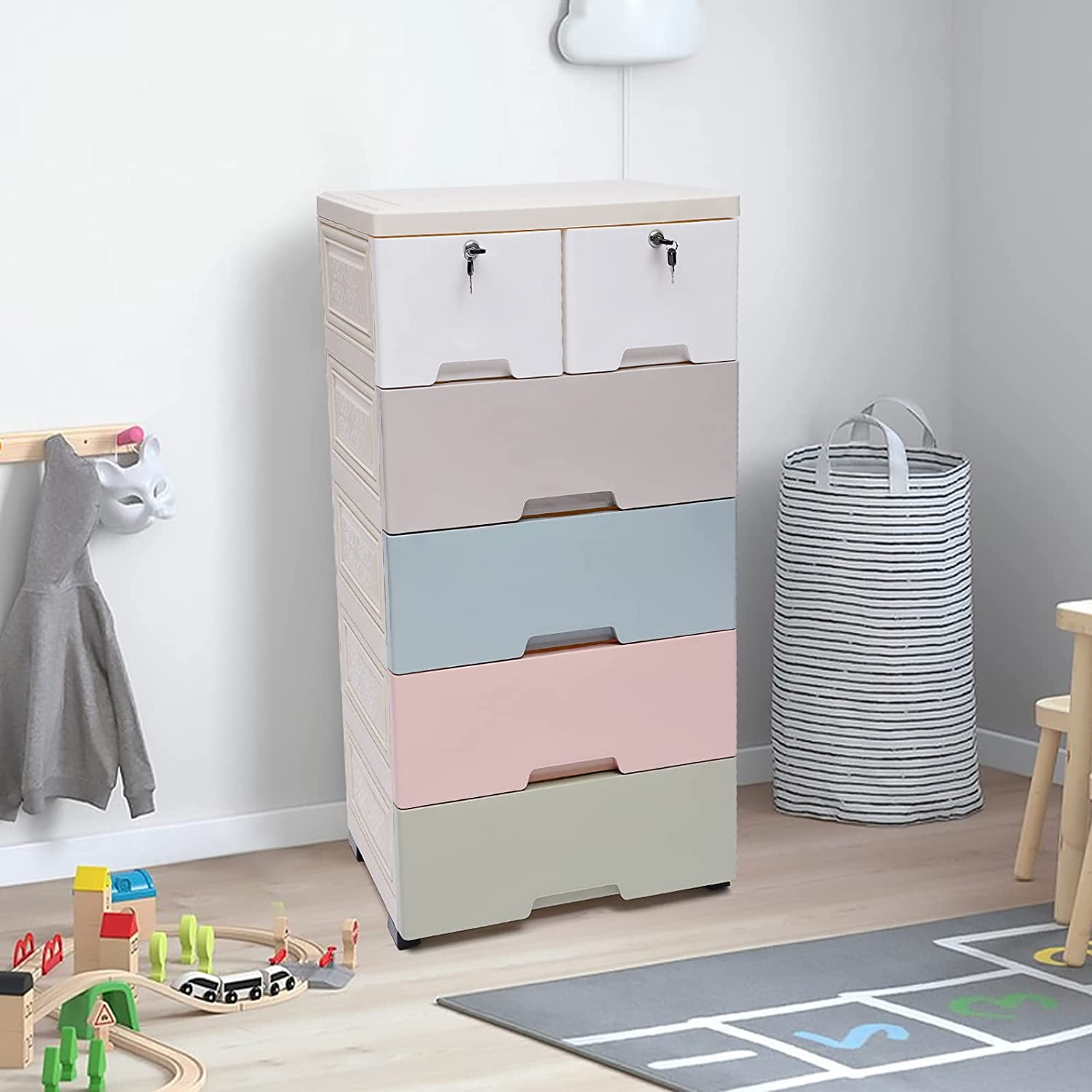 Fichiouy 5Tier Storage Stackable Underclothes Drawers Toys