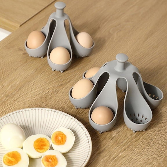 SugarBloom Heat-Resistant Silicone Egg Boiler Rack for Air Fryer and Microwave, Easy-to-Use Poacher Tray, Kitchen Gadget for Boiling Eggs,A