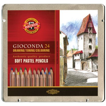 Koh-I-Noor Gioconda Artist Pastels - 24 Assorted Colors, 75mm Length, Professional Quality Chalk Set