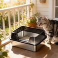 thumbnail image 6 of BBilaBu Stainless Steel Cats Litter Boxs,Half Enclosed High Wall Sides High Sides Easys to Clean,Non Sticks Odor Proof,Durables and Convenient, 6 of 6