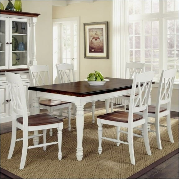 Bowery Hill 7 Piece Dining Set in White and Oak