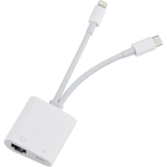 Lightning and USB C to Ethernet Adapter,2 in 1 RJ45 Ethernet LAN Network Adapter with Charge Port Compatible with iPhone/iPad/iPod/Samsung and More,Supports 100Mbps Plug and Play