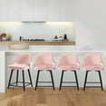 thumbnail image 3 of Swivel Bar Stool with Low Back Set of 2, 26 Inch Counter Bar Height Stool Velvet Upholstered Armless Heavy Duty Bar Chair for Kitchen Island Dining Room, Pink, 3 of 8