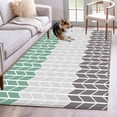 thumbnail image 5 of Area Rug 3x5ft Herringbone Pattern Carpets Indoor Floor Area Mat Washable Entrance Mat Rugs for Living Room Dining Room Kitchen Bedroom, Vintage Turquoise Ombre Grey Sofa Throw Carpet, 5 of 9